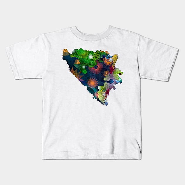 Spirograph Patterned Political divisions of Bosnia and Herzegovina Map Kids T-Shirt by RachelEDesigns